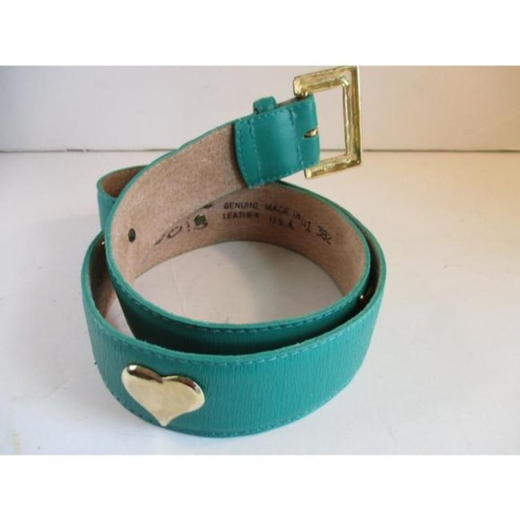 *Talbots Teal Aqua Gold Charms Vibrant Nautical Theme Leather Belt - Picture 4 of 6